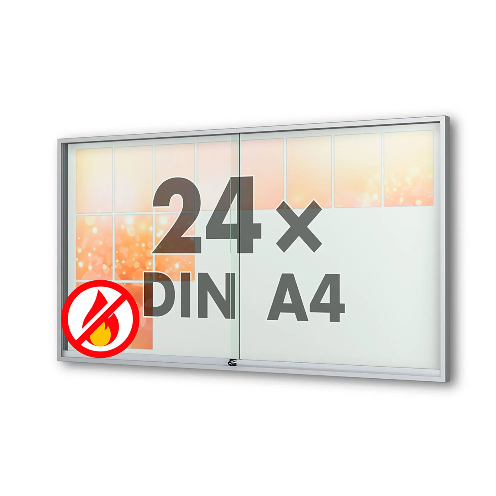 24 x DIN A4 Schaukasten Fortis mit Schiebetüren - 60 mm Bautiefe - Schaukasten Brandschutzklasse A1✓